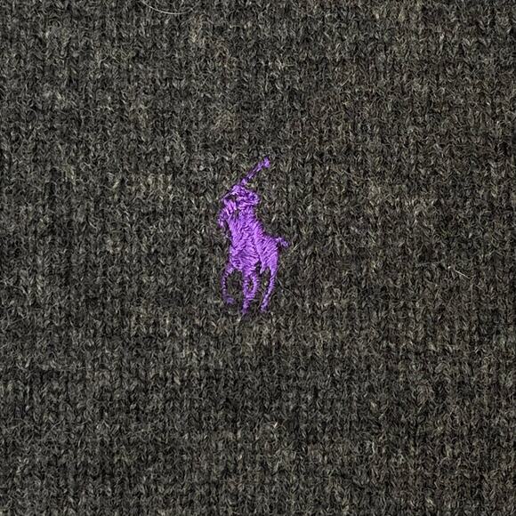 Polo Ralph Lauren Mens Large Pullover Wool Knit Sweater Gray Purple - Picture 6 of 7